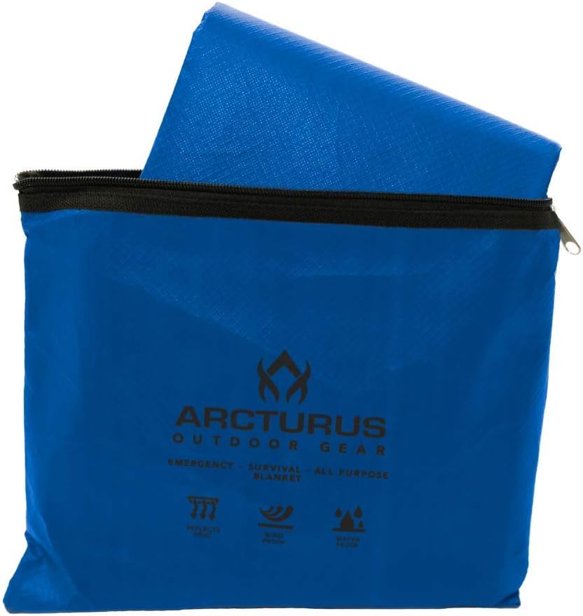 Arcturus All-Weather Outdoor Survival Blanket, Thermal Emergency Blanket, Reflective Heat Tarp with Grommets, Lightweight for Camping, Backpacking, Hiking & Emergency Car Kits, Blue, 60x82in - Image 4