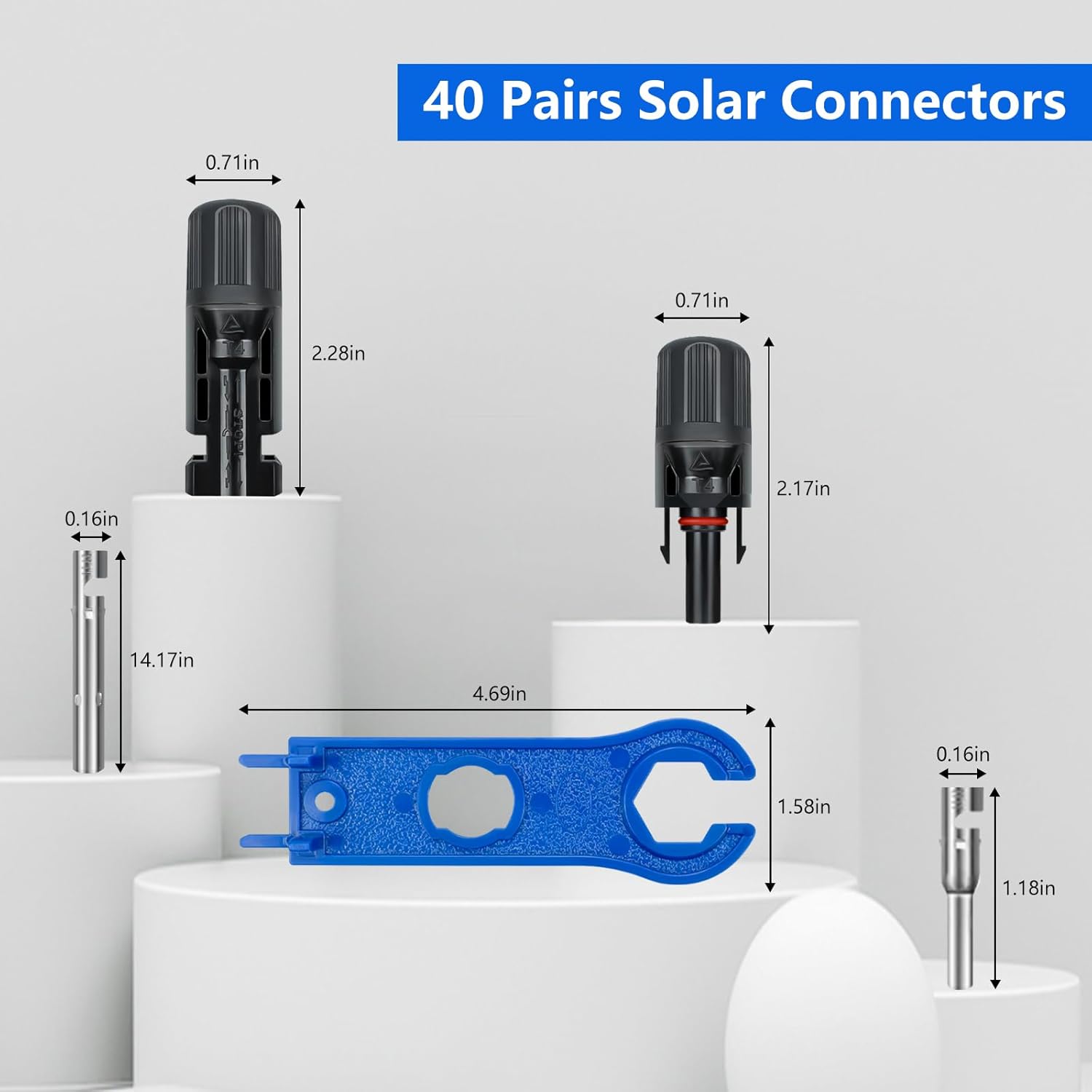 80PCS Solar Connectors, 40 Pairs IP67 Waterproof Solar Panel Connectors with 2 Spanners, Suitable for Solar Wire 14-10 awg.(Without Solar Crimper) - Image 5