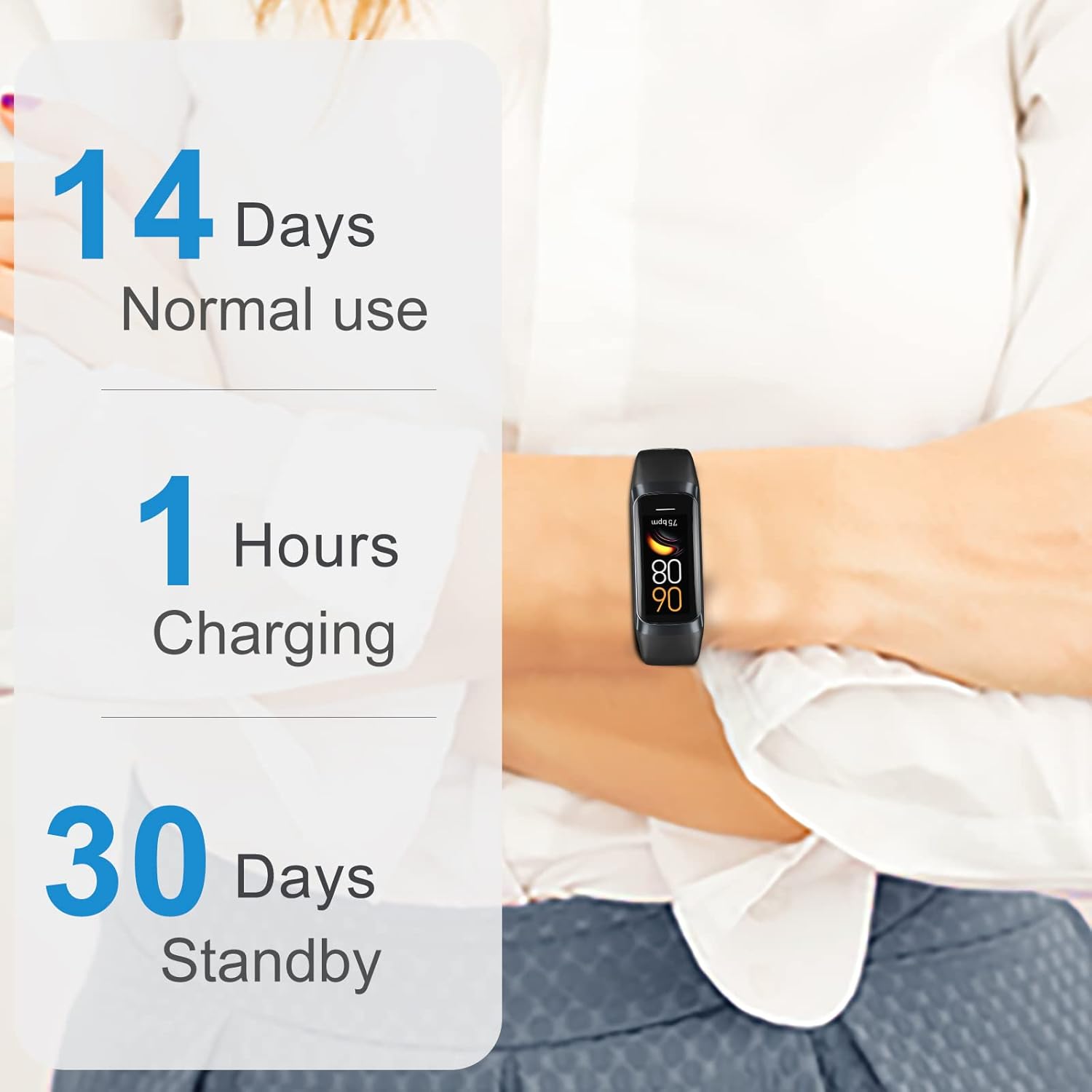 Zeacool Fitness Tracker with 24/7 Heart Rate, Blood Oxygen Blood Pressure Sleep Monitor, Activity Trackers 5 ATM Waterproof,Step Calorie Counter Pedometer Health Smart Watch for Women Men (Blac - Image 7