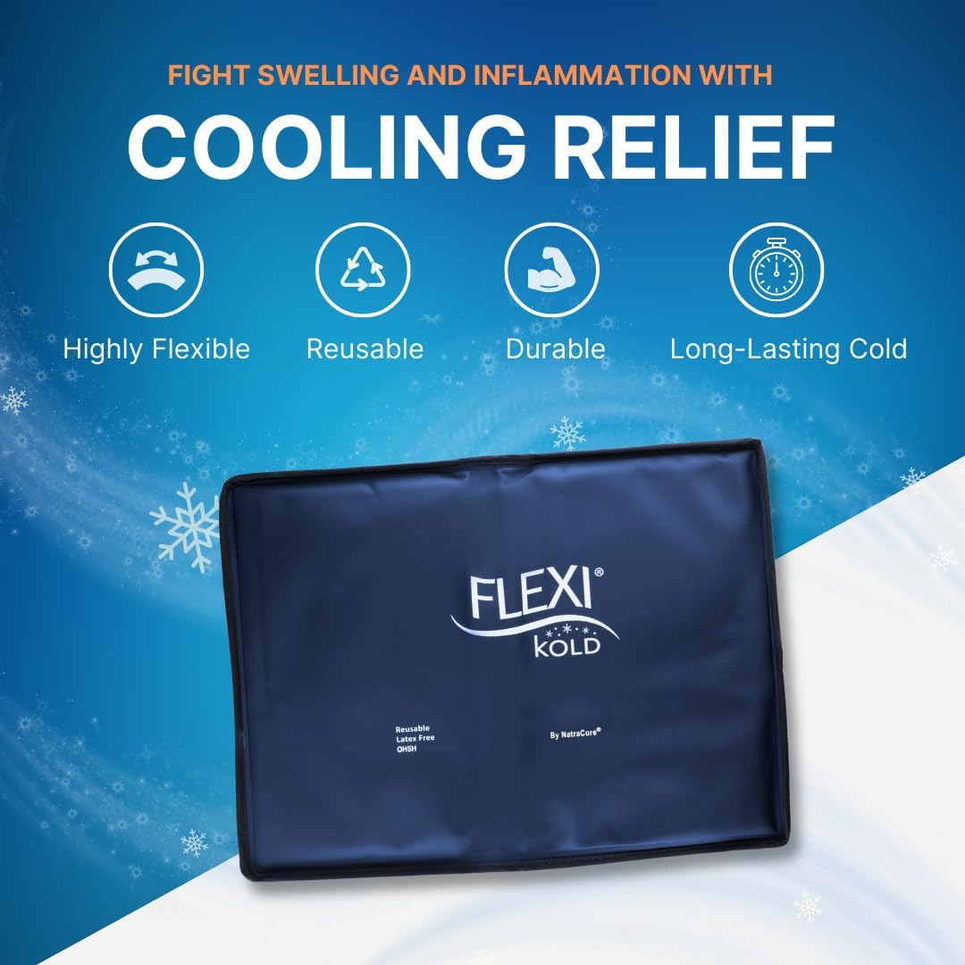 FlexiKold Gel Ice Packs (Standard Large: 10.5" x 14.5") for Injuries Reusable, Back Pain Relief, Knee Wrap, After Surgery, Ice Pack for Knee, Shoulder - 6300-COLD by NatraCure - Image 2