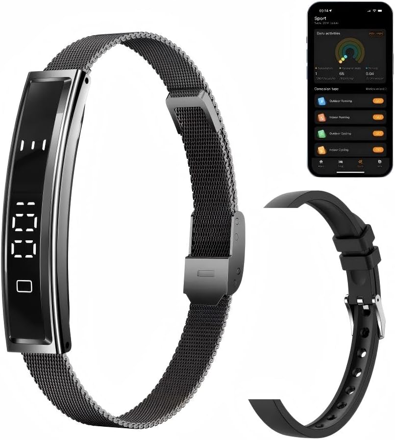 Health Smart Bracelet,Fitness Tracker with Heart Rate, Sleep Monitoring, Blood Oxygen, Step Counting for iOS and Android, No Subscription Fee, Waterproof(Black)