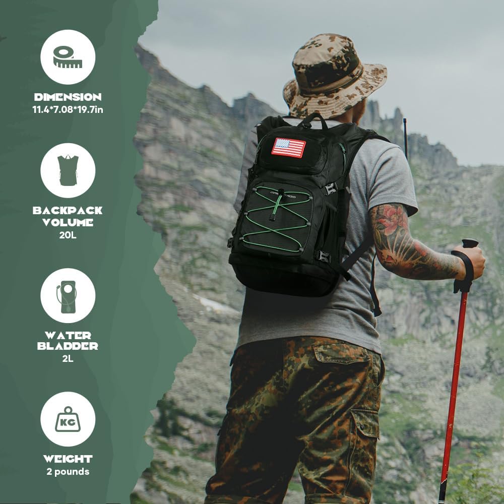 Maelstrom Hydration Hiking Backpack with 2L/3L Water Bladder, High Flow Bite Valve Water Backpack Men Women Lightweight Insulation for Hiking, Cycling, Running, Climbing, Camping - Image 6