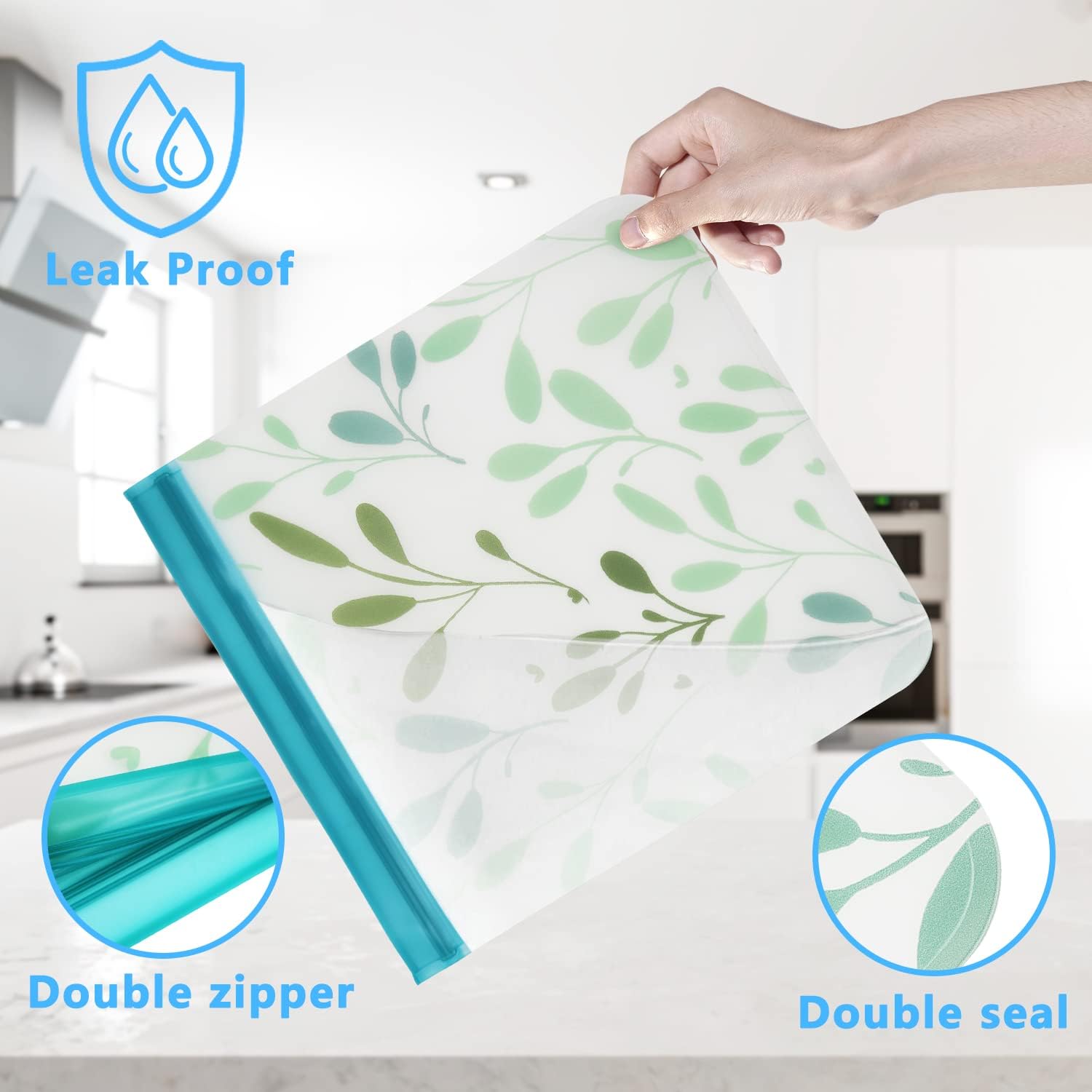 10 Pack Dishwasher Safe Reusable PEVA Food Storage Bags, Leak proof Reusable Freezer Bags for Food Storage Home Organization Traval & Make-up BPA FREE for Food Storage Home BPA FREE for Salad Fruit - Image 3