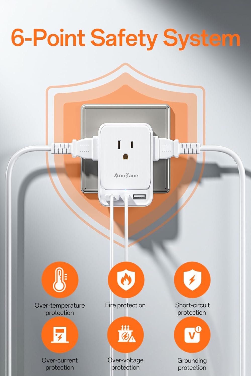 2 Pack European Travel Adapter, US to Europe Plug Adaptor with 4 Outlets 3 USB Charging Ports, Type C Power Adapter for USA to EU Euro Spain France Iceland Germany Greece, White - Image 5