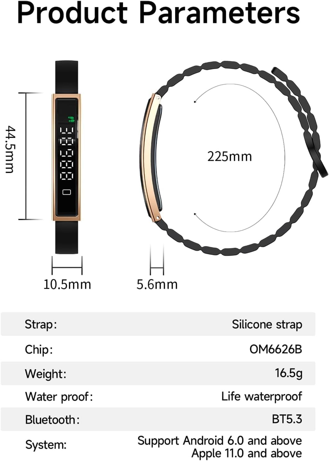 Health Smart Bracelet,Fitness Tracker with Heart Rate, Sleep Monitoring, Blood Oxygen, Step Counting for iOS and Android, No Subscription Fee, Waterproof(Black) - Image 2