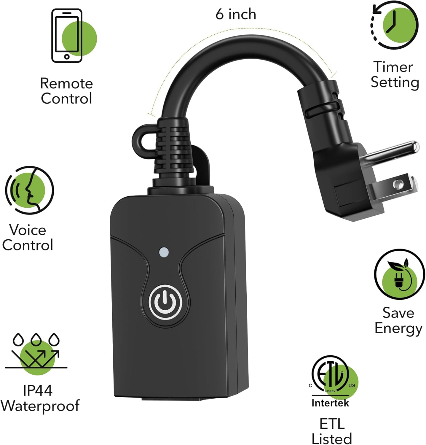 Outdoor Smart WiFi Plug Outlet, HBN Heavy Duty Wi-Fi Timer with One Grounded Outlet, Wireless Remote Control by App Compatible with Alexa and Google Home Assistant 2.4 GHz only, ETL Listed (1 Pack) - Image 2