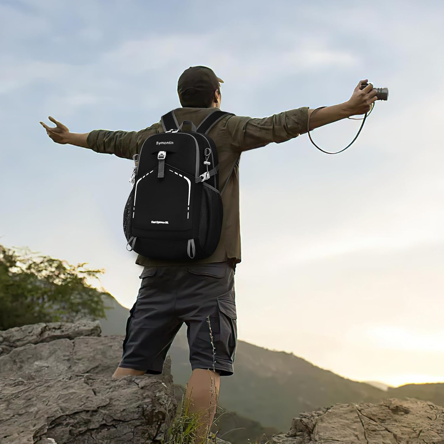 35L Lightweight Packable Backpack – Durable Foldable Daypack for Travel, Hiking, and Gym (Black) - Image 6