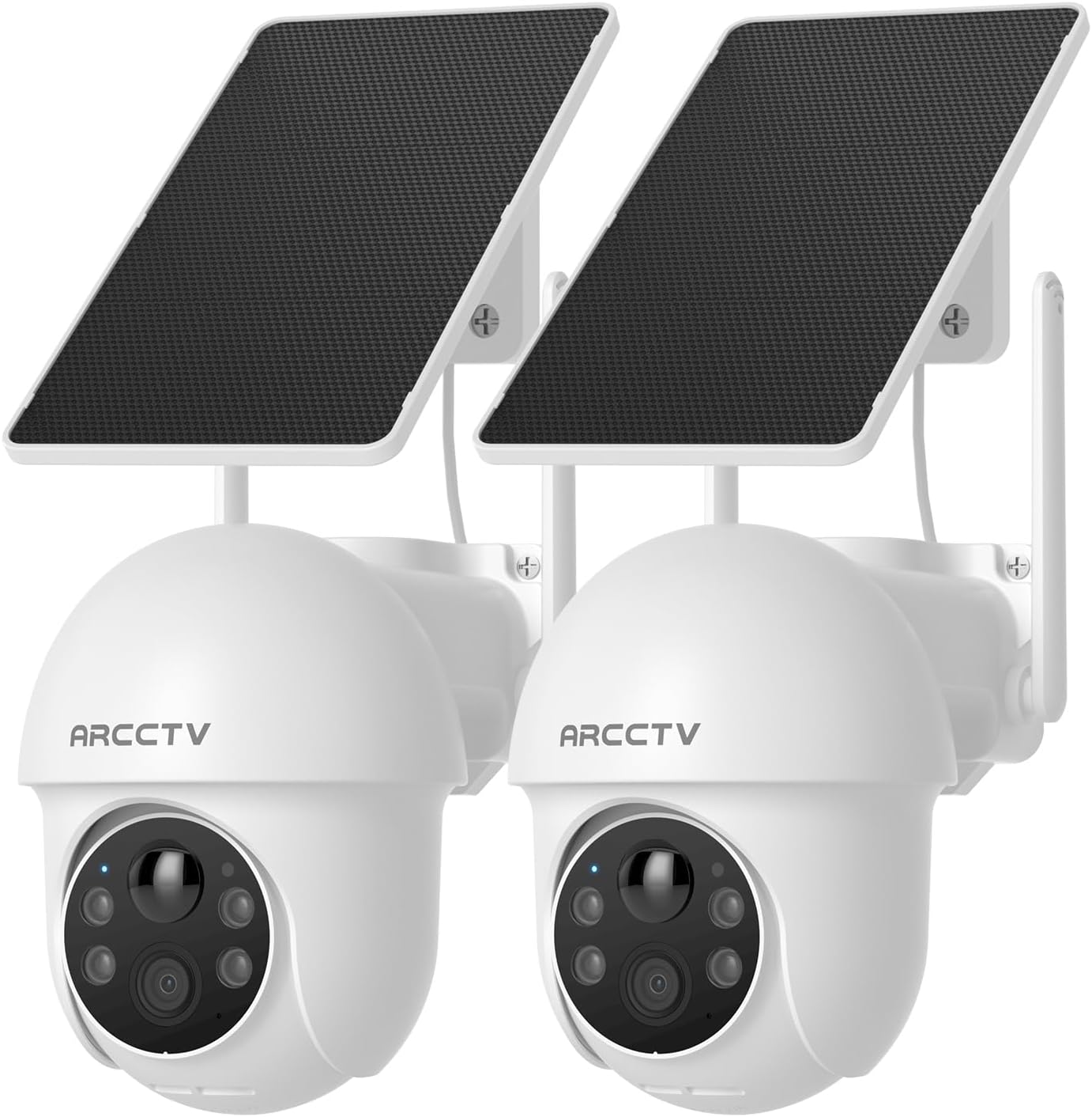 ARCCTV Solar Security Cameras Wireless Outdoor, 4MP 360° View Battery Powered Outdoor Camera, Night Vision with Spotlight, 2-Way Audio, PIR Motion Sensor, 2.4G/5G Dual Band WiFi (2 Pack)