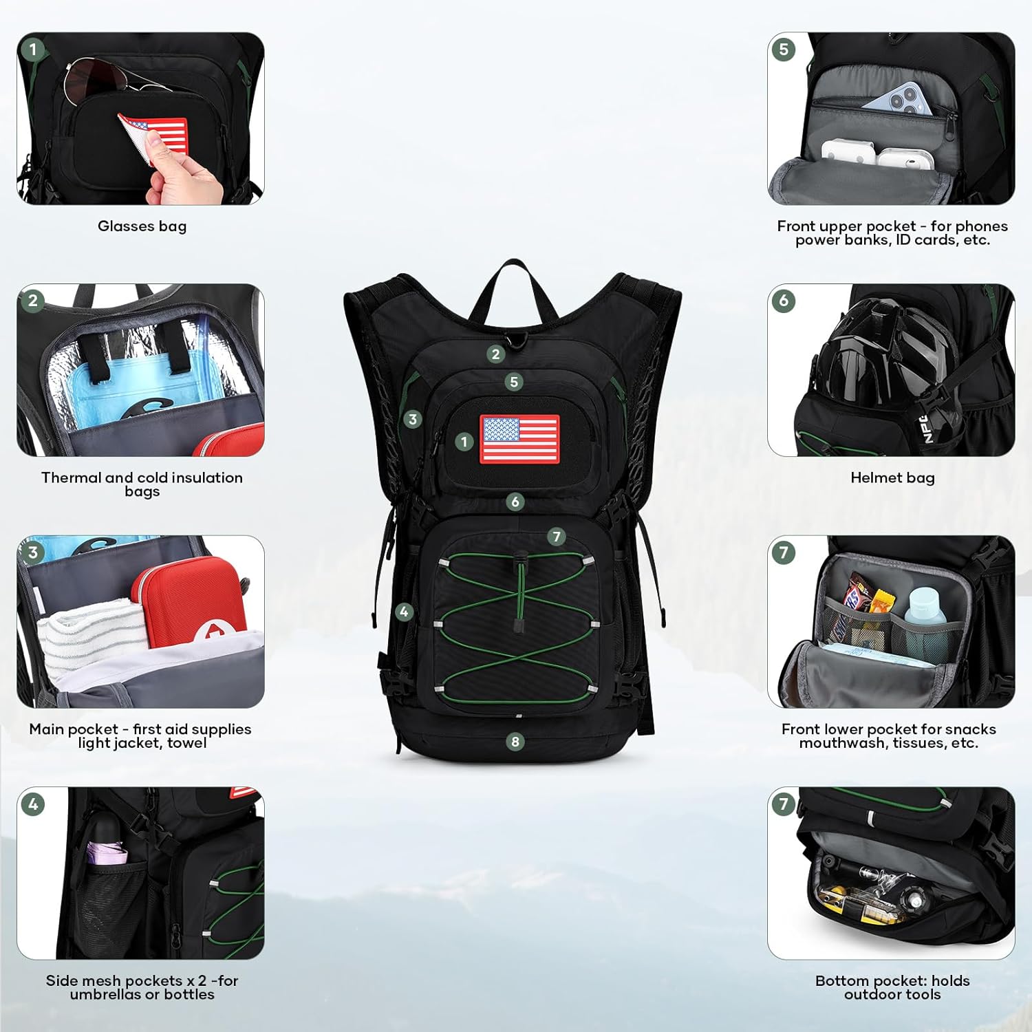 Maelstrom Hydration Hiking Backpack with 2L/3L Water Bladder, High Flow Bite Valve Water Backpack Men Women Lightweight Insulation for Hiking, Cycling, Running, Climbing, Camping - Image 2