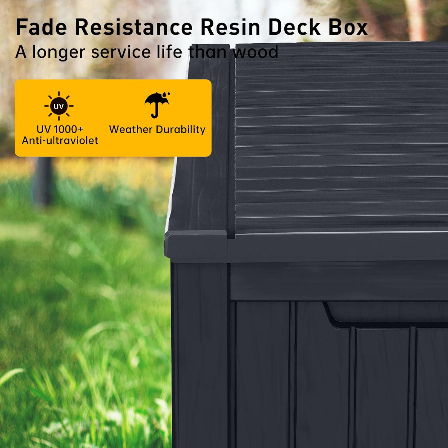 DRATO 200 Gallon Deck Box, Waterproof Resin Large Outdoor Storgae Box for Patio Furniture, Patio Cushions, Gardening Tools, Pool Supplies, Lockable(Black,200 Gallon) - Image 3