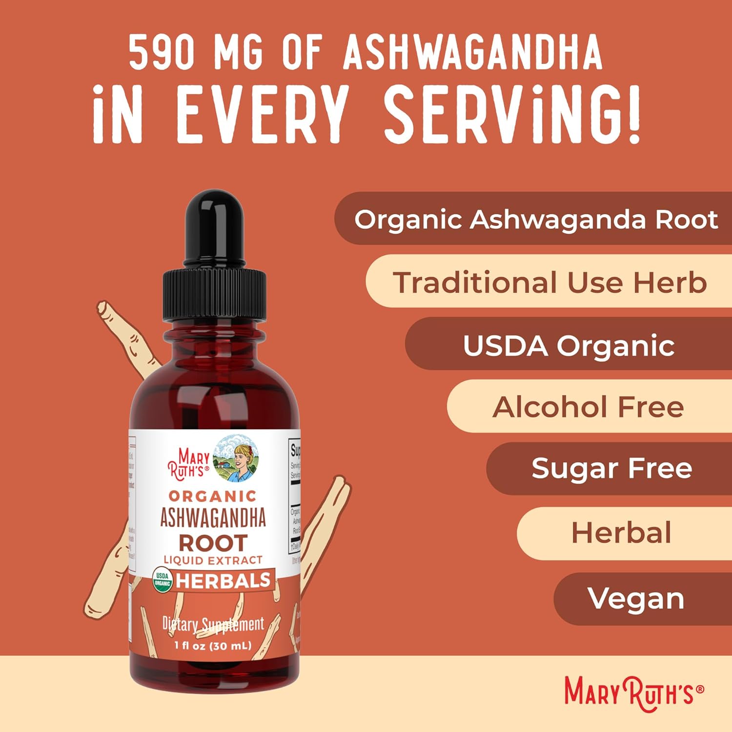 MaryRuth Organics Ashwagandha Root | USDA Organic Ashwagandha Liquid Drops | Stress Relief, Natural Calm, Relaxation and Mood Support Supplement | Adaptogenic | Nervine | Vegan | Non-GMO | 60 Servings - Image 7