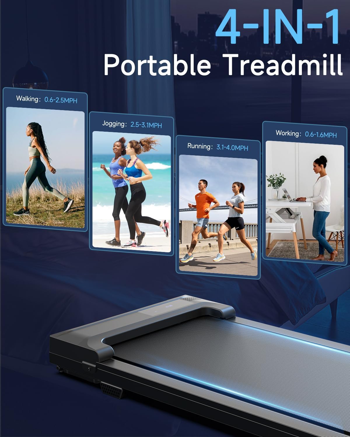 Walking Pad Treadmill for Home - Under Desk Treadmills Portable Mini Compact Walk Running Machine Pads Slim Lightweight Caminadora Eléctrica para Casa Office Small Spaces with Adjustable Speed Remote - Image 4