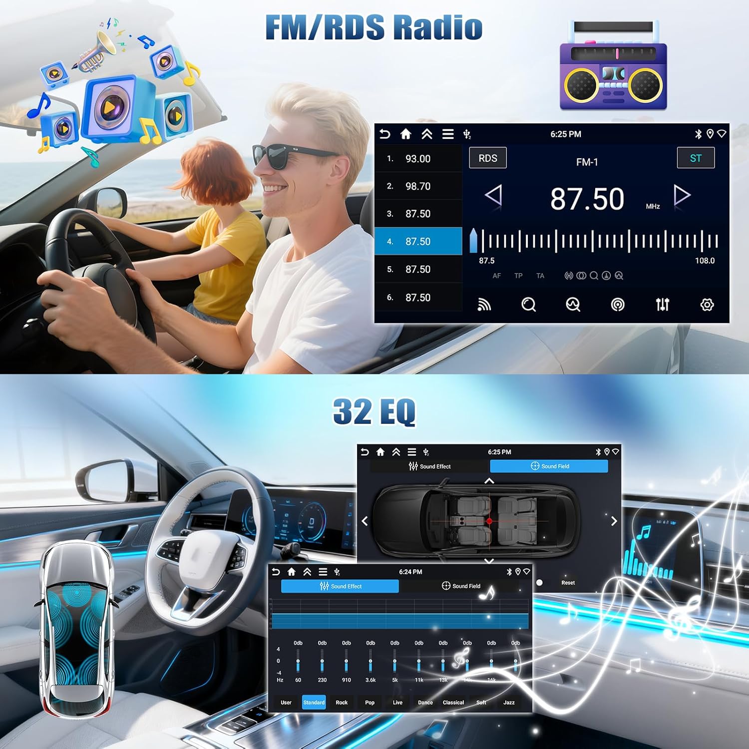 Android 15 4+128G Car Stereo for Dodge Grand Caravan 2010-2020 Chrysler Grand Town/Country 2011-2016 with Wireless Carplay Android Auto,9" Incell Touchscreen 32-EQ Bluetooth 5.0 GPS WiFi SWC+Canbus - Image 7