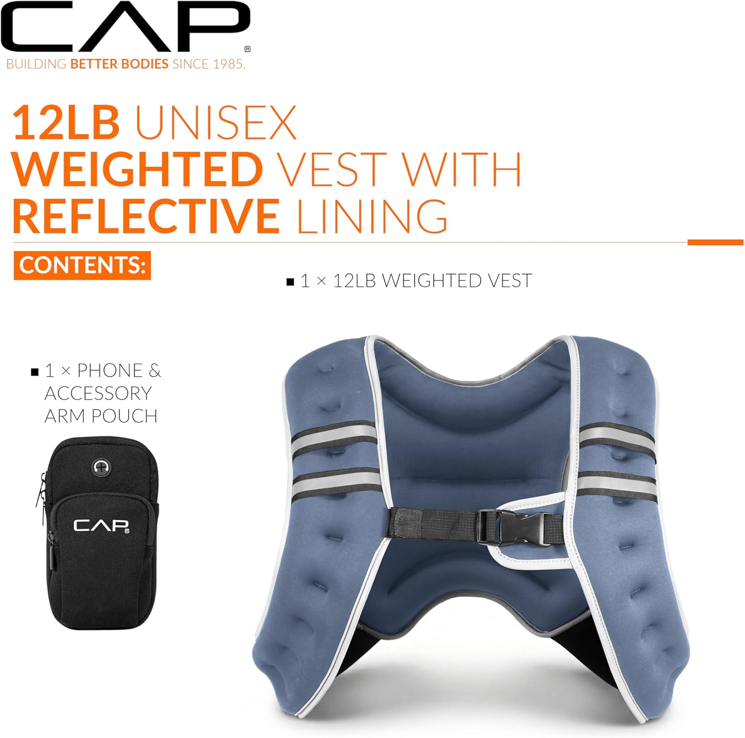CAP Weighted Vest | 8lb -30lbs | Reflective Workout Vest for Walking, Running, Cardio, Strength Training | Multiple Colors - Image 2
