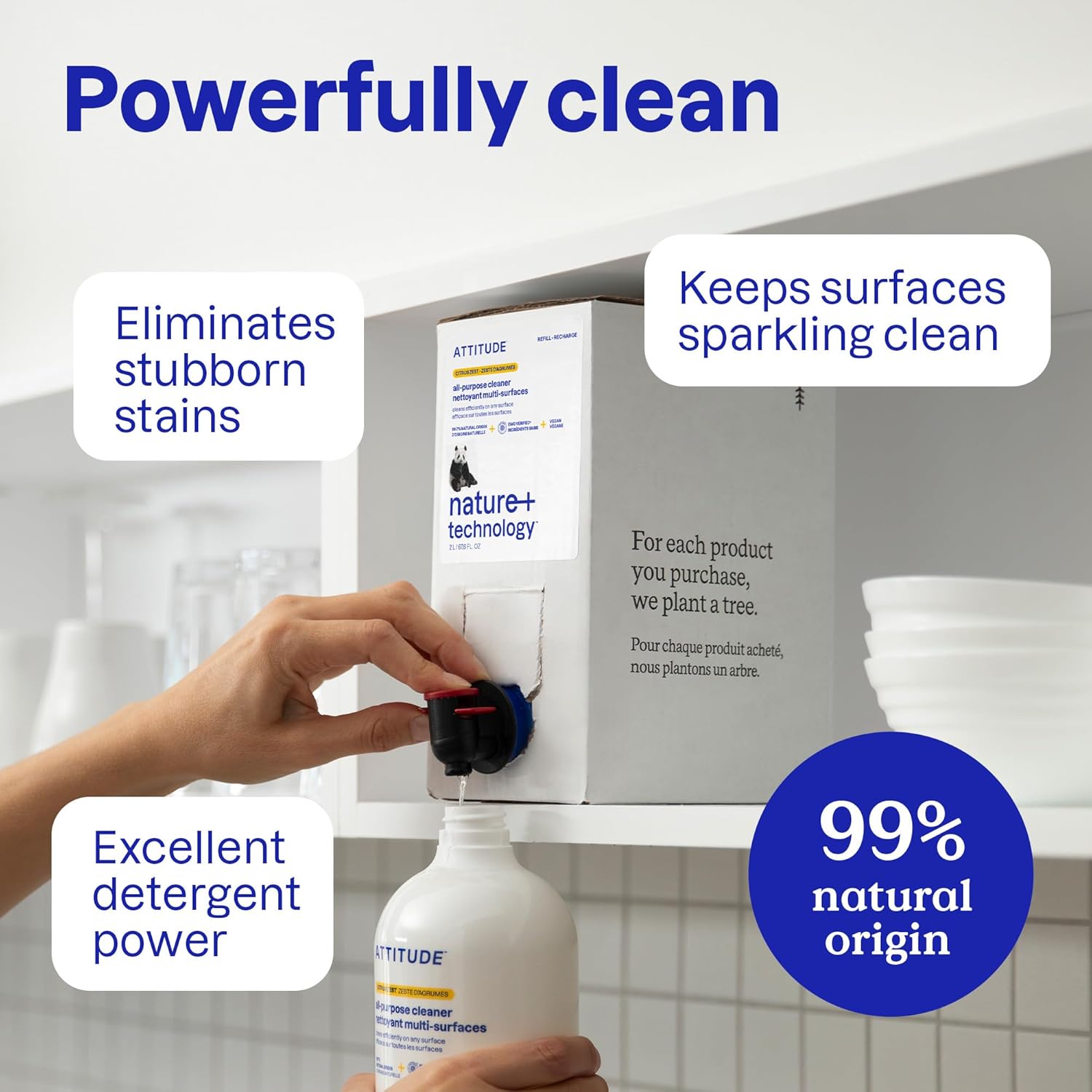 ATTITUDE All Purpose Cleaner Spray, EWG Verified, Vegan, Made with 94% Plant-Based Ingredients, Streak-Free for Kitchen, Bathroom, Glass & More, Citrus Zest Scent, 27.1 Fl Oz - Image 4