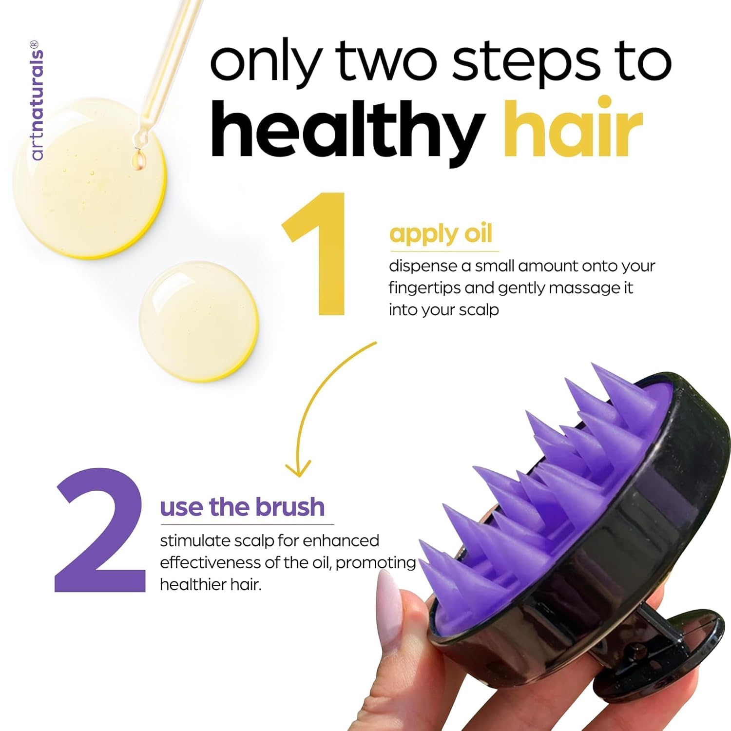 Artnaturals Organic Rosemary Castor Hair Oil + Massager Hair Growth Set Hair Growth Oil 4 ounces with Coconut & Olive Oil for Dry, Damaged & Split End - Image 7