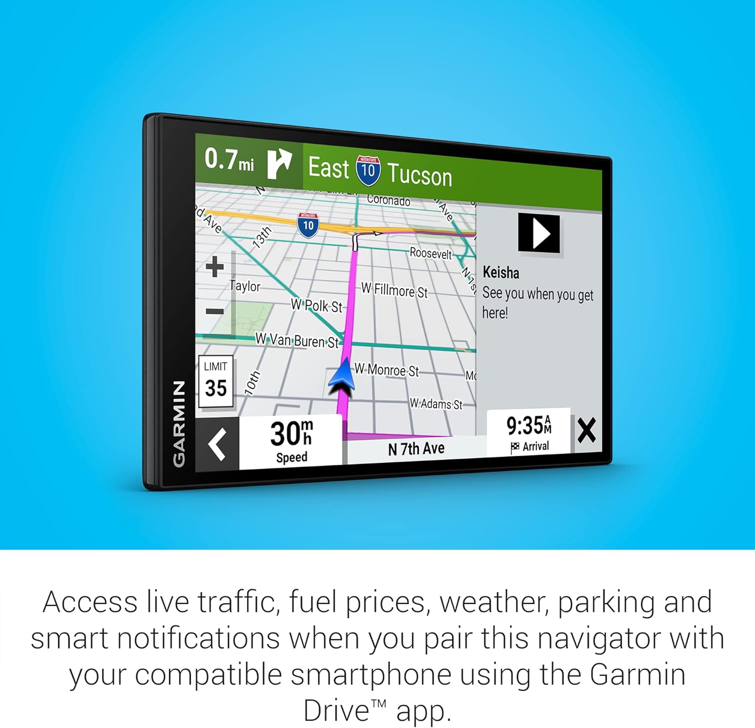 Garmin DriveSmart 76, 7-inch Car GPS Navigator with Bright, Crisp High-Resolution Maps and Garmin Voice Assist - Image 6
