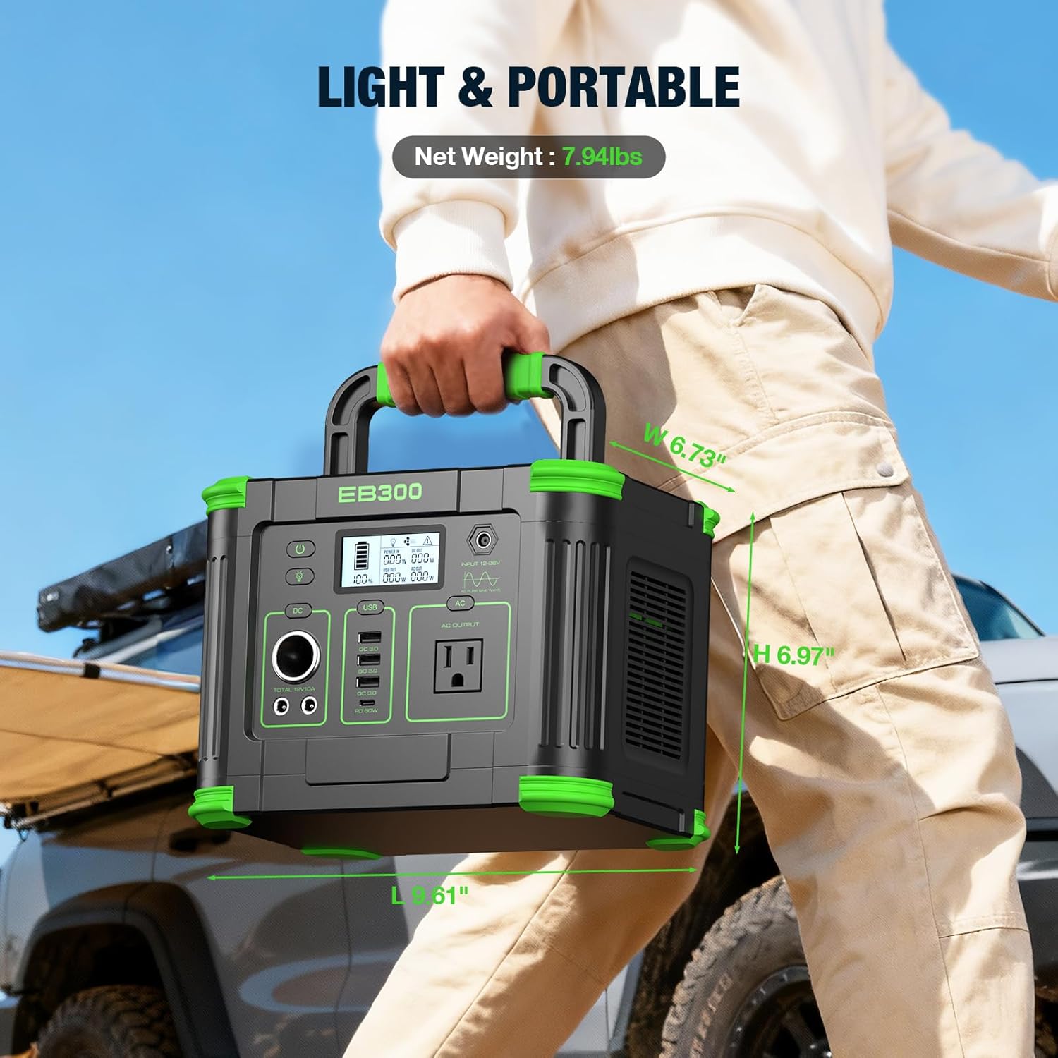 Portable Power Station 300W, GRECELL 288Wh Solar Generator with 60W USB-C PD Output, 110V Pure Sine Wave AC Outlet Backup Lithium Battery for Outdoors Camping Travel Home Blackout - Image 5