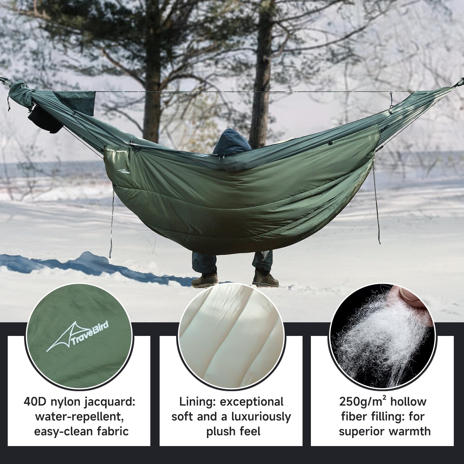 Hammock Underquilt for Camping Hammock, Warm Insulation Ultralight 4 Season Under Quilt for Hammocks, Portable for Hiking, Backpacking - Image 2