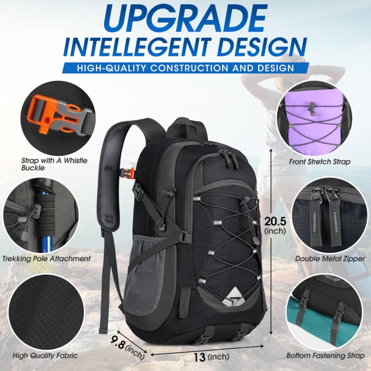 IGOLUMON Hiking Backpack 40L Packable Lightweight Camping Backpack Men Women Waterproof Hiking Daypack Outdoor Travel Daypack - Image 2