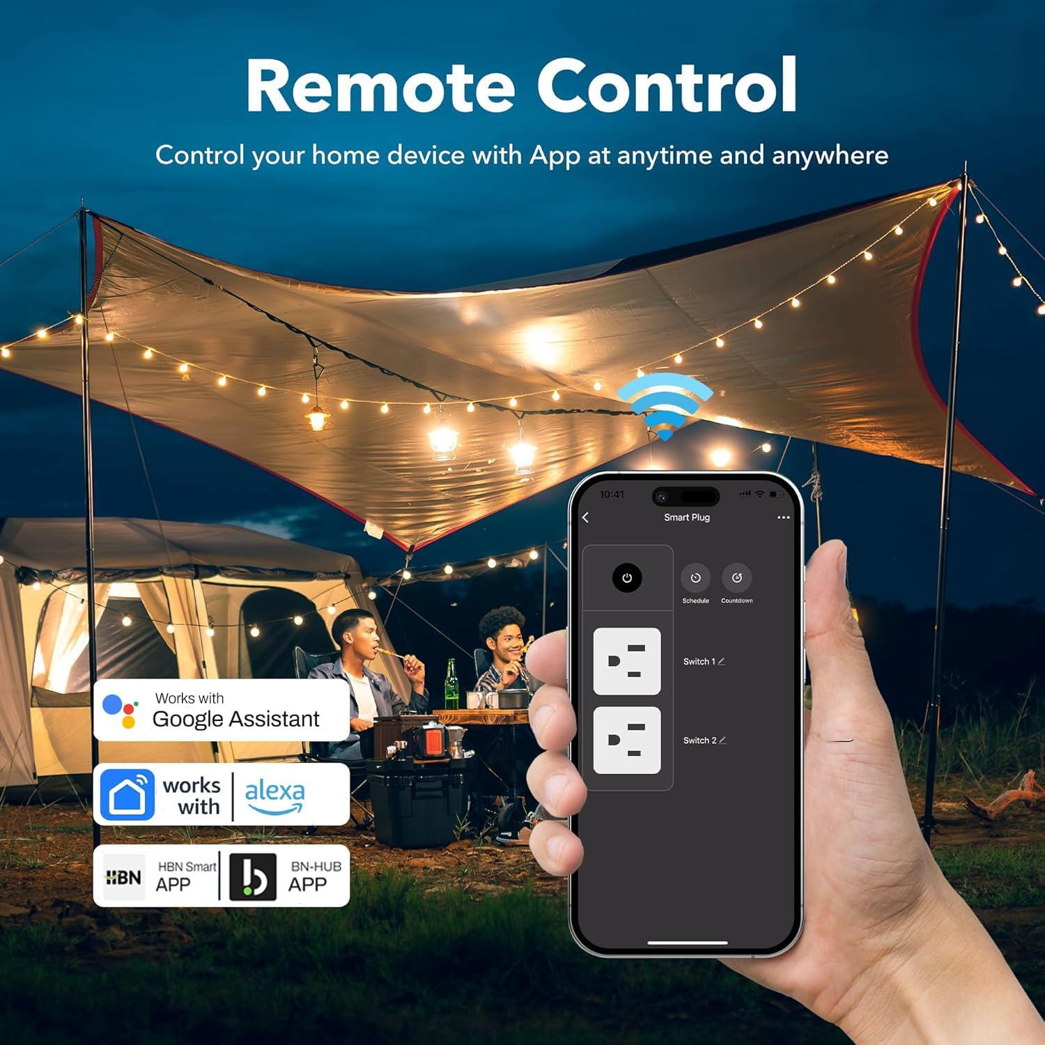 Outdoor Smart WiFi Plug Outlet, HBN Heavy Duty Wi-Fi Timer with One Grounded Outlet, Wireless Remote Control by App Compatible with Alexa and Google Home Assistant 2.4 GHz only, ETL Listed (1 Pack) - Image 7