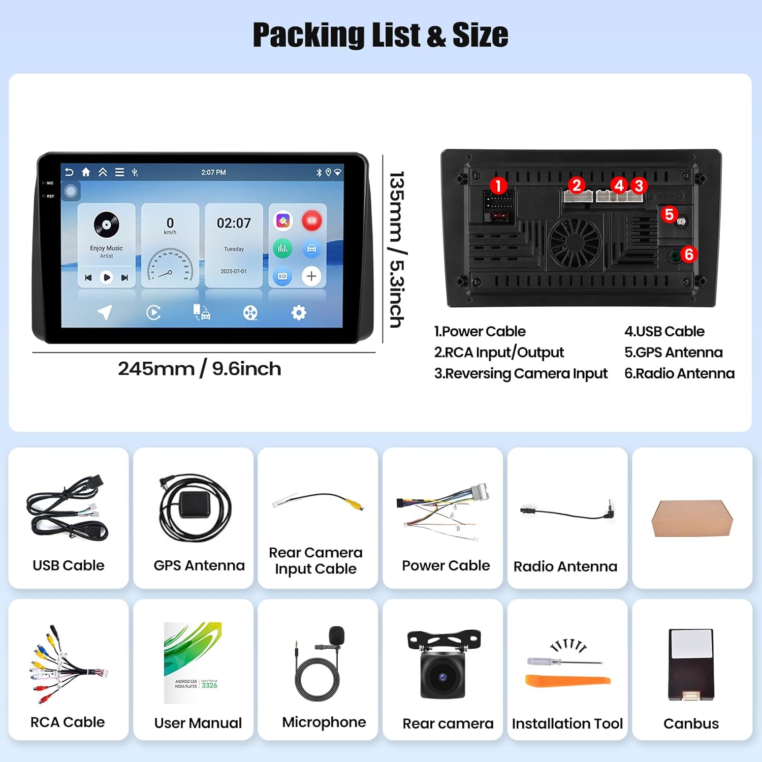Android 15 4+128G Car Stereo for Dodge Grand Caravan 2010-2020 Chrysler Grand Town/Country 2011-2016 with Wireless Carplay Android Auto,9" Incell Touchscreen 32-EQ Bluetooth 5.0 GPS WiFi SWC+Canbus - Image 9
