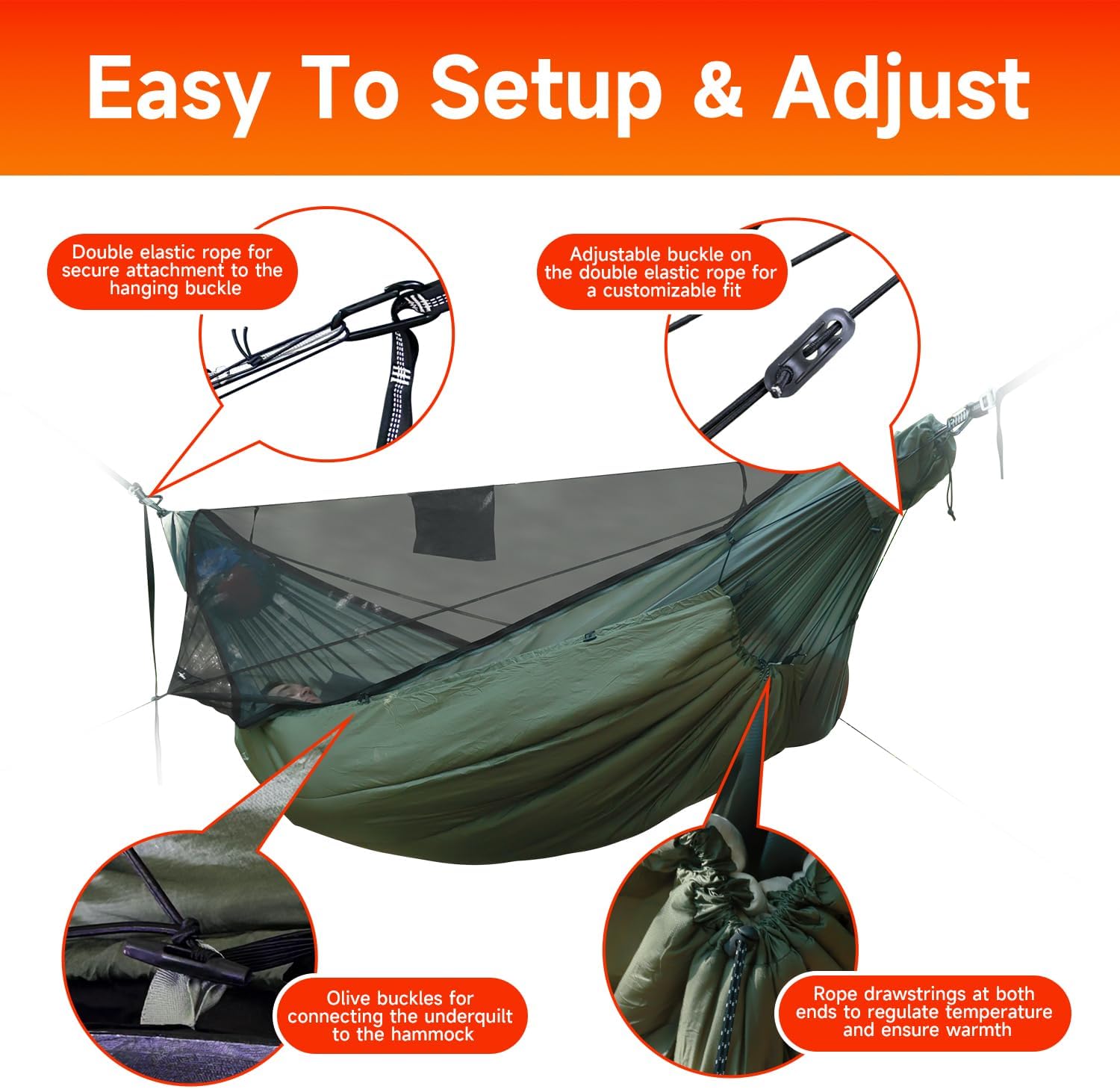 Hammock Underquilt for Camping Hammock, Warm Insulation Ultralight 4 Season Under Quilt for Hammocks, Portable for Hiking, Backpacking - Image 4