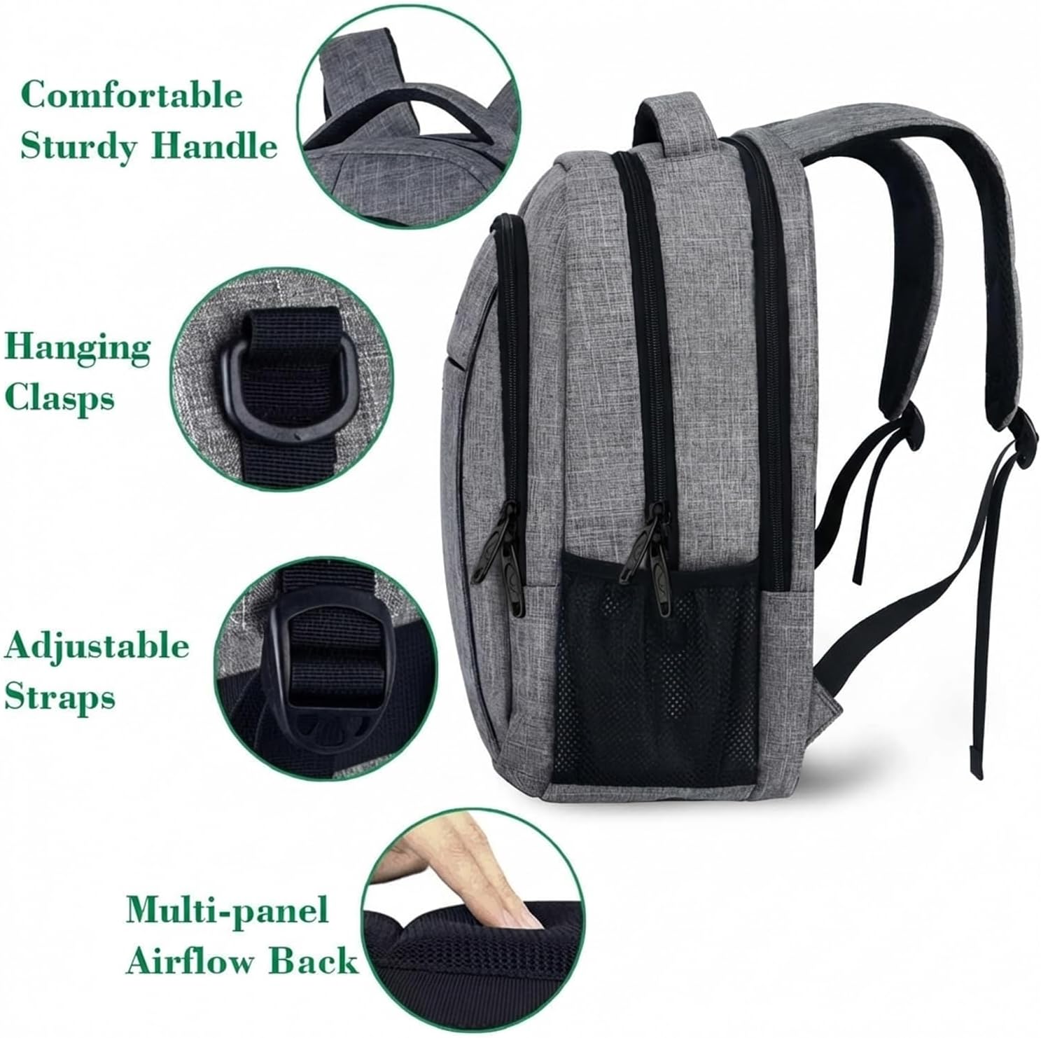MATEIN Travel Laptop Backpack, Business Anti Theft Slim Sturdy Laptops Backpack Personal Item Bag, Water Resistant College School Computer Bag Gift for Men & Women Fits 15.6 Inch Notebook, Grey - Image 6