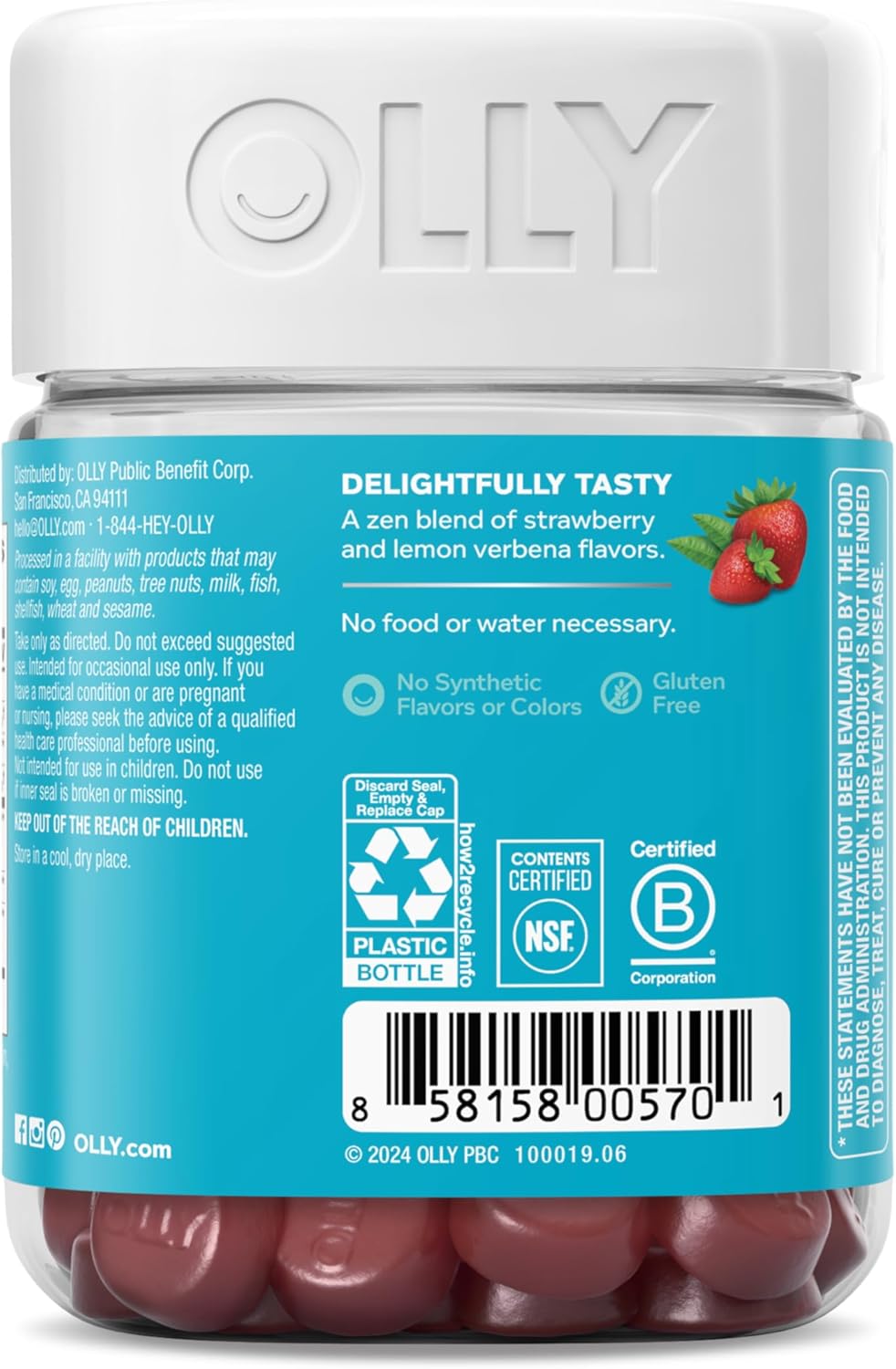 OLLY Goodbye Stress Gummy, GABA, L-Theanine, Lemon Balm, Stress Relief Supplement, Berry - 42 Count - Image 7