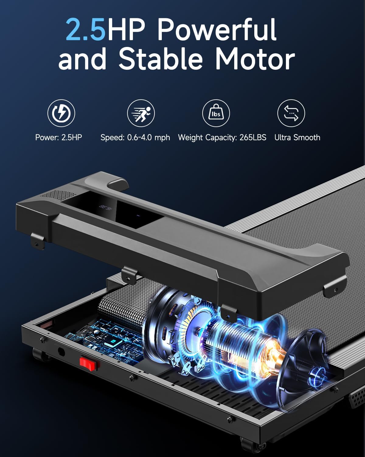 Walking Pad Treadmill for Home - Under Desk Treadmills Portable Mini Compact Walk Running Machine Pads Slim Lightweight Caminadora Eléctrica para Casa Office Small Spaces with Adjustable Speed Remote - Image 2