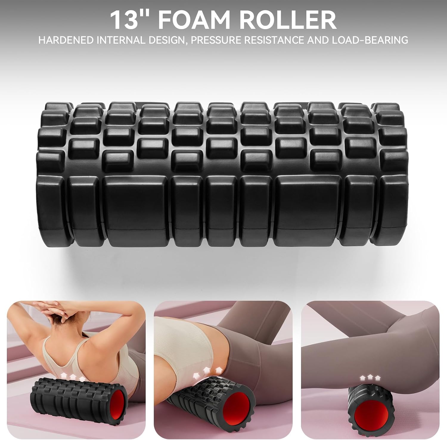 Krightlink 5-in-1 Foam Roller Set - Deep Tissue Muscle Recovery Kit with High Density Exercise Roller, Massage Ball, Resistance Band & Carry Bag for Physical Therapy & Pain Relief (Black) - Image 2