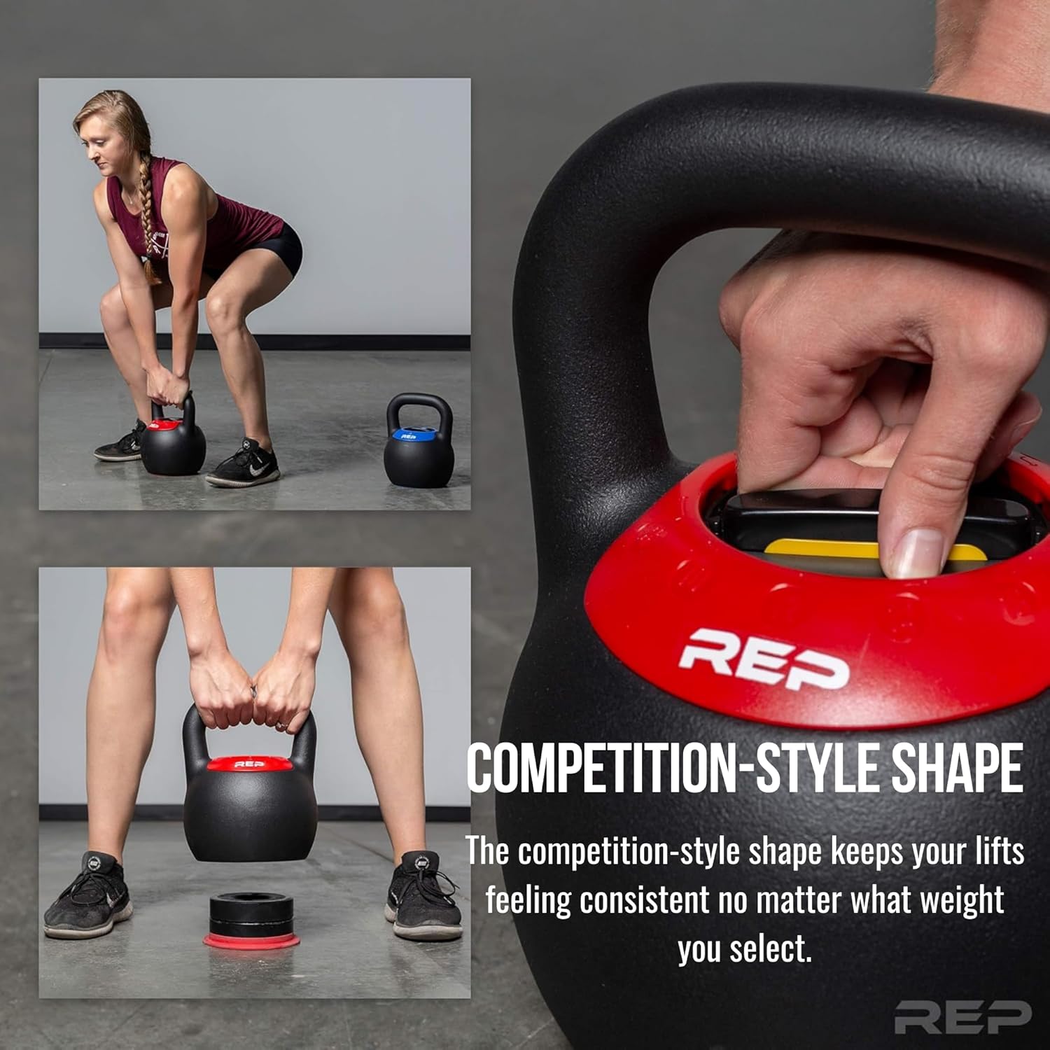 Rep Fitness Adjustable Kettlebell | Weight Set for Home Gym | Strength Training Equipment for Men & Women | Compact Steel Bell with Ergonomic Handle | 20–40 lb (9–18 kg) Variable Options - Image 4