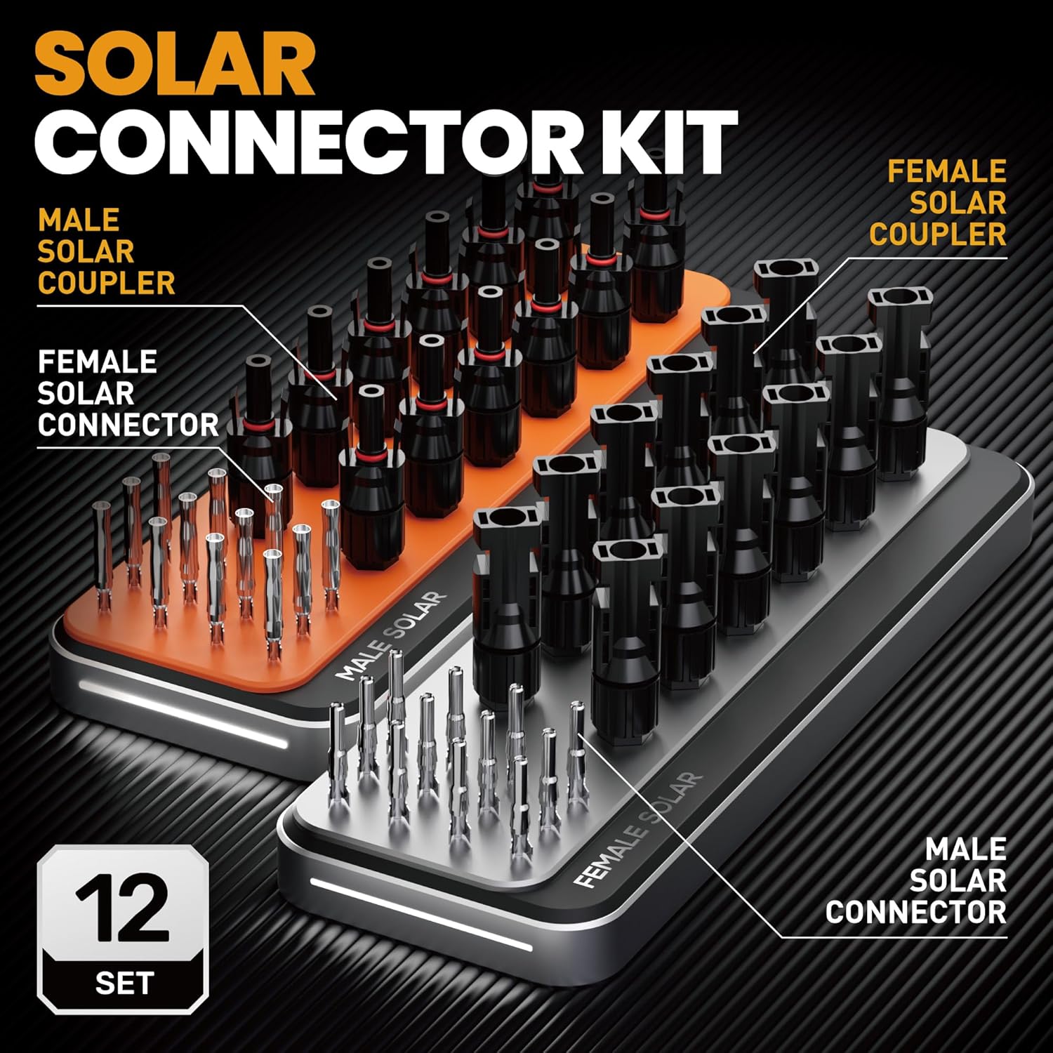 SOMELINE Solar Connector Crimping Tool Kit, 14-10 AWG Crimper for Solar Panel Cables, Tool Kit with 12 Pairs of Solar Connectors and Wrench and Stripper and Crimper, Solar Panel Connectors - Image 4