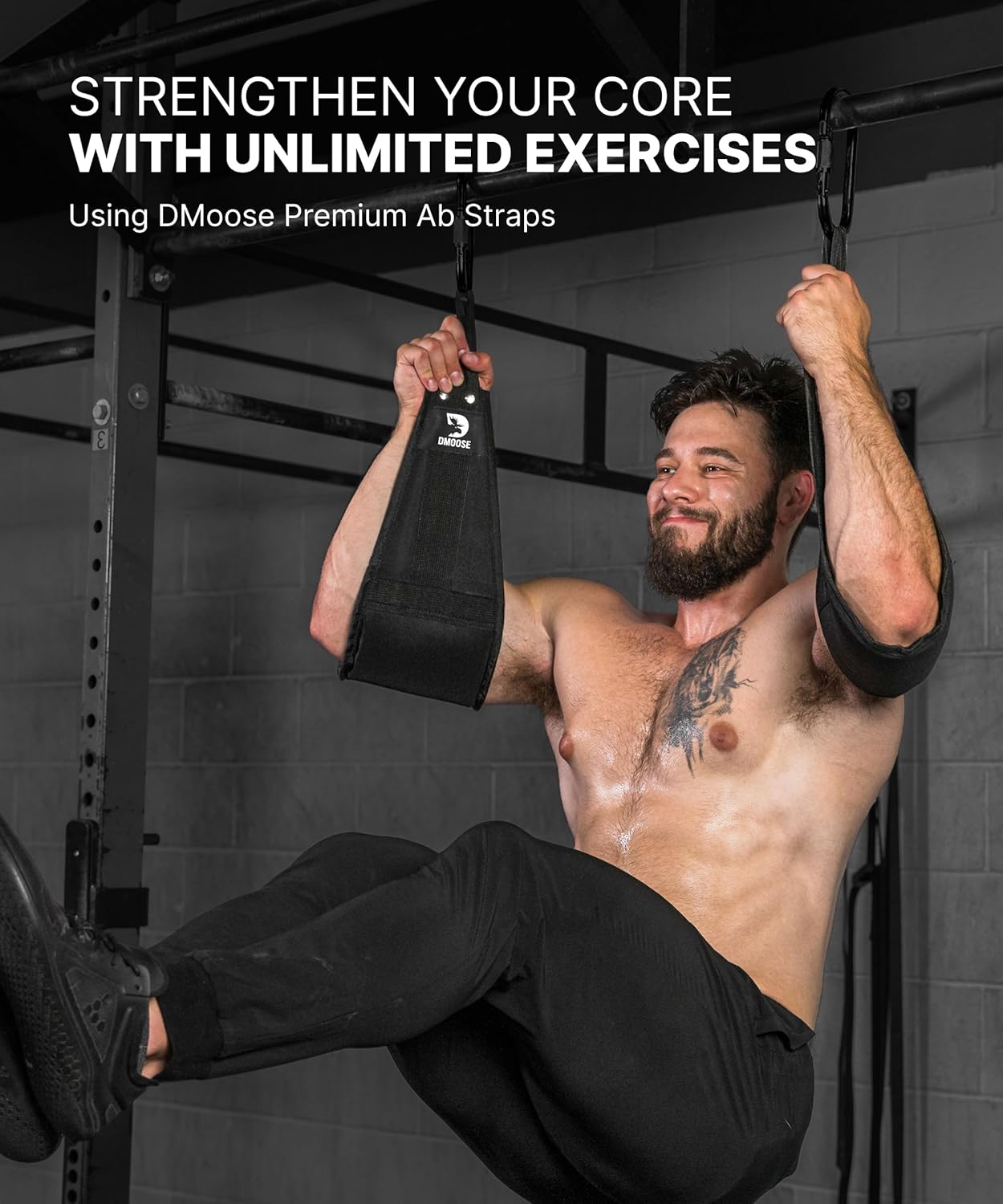 DMoose Fitness Hanging Ab Straps for Pull Up Bar & Core Strength Training - Soft Padded Exercise Straps for Ab Swing & Leg Raises, Hang Bar Strap with 2 Steel Carabiners - Abs Equipment for Home & Gym - Image 2