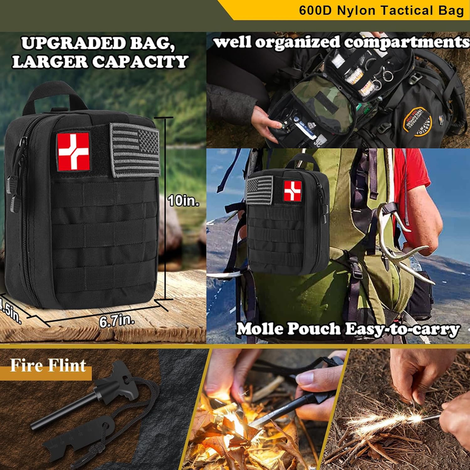 Abpir318 PCS Emergency Survival Kit, Survival Gear and Equipment First Aid Kit Med Supplies for Vehicles Travel Car Camping Hiking Disaster Preparedness, Gifts for Christmas Birthday Him Men - Image 4