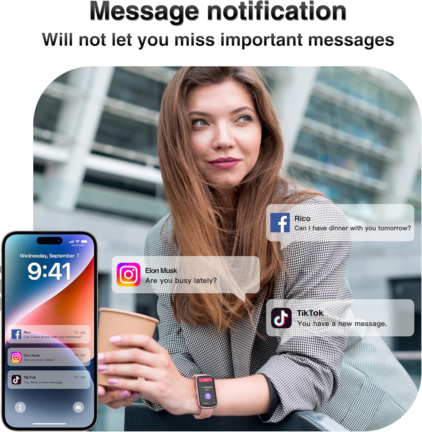 Fitness Tracker, Smart Watches for Women Men with 24/7 Heart Rate/Blood Pressure/Blood Oxygen Monitor, Sleep Tracker, Calories&Step Counter, IP68 Waterproof Health Activity Trackers for Android&iPhone - Image 2