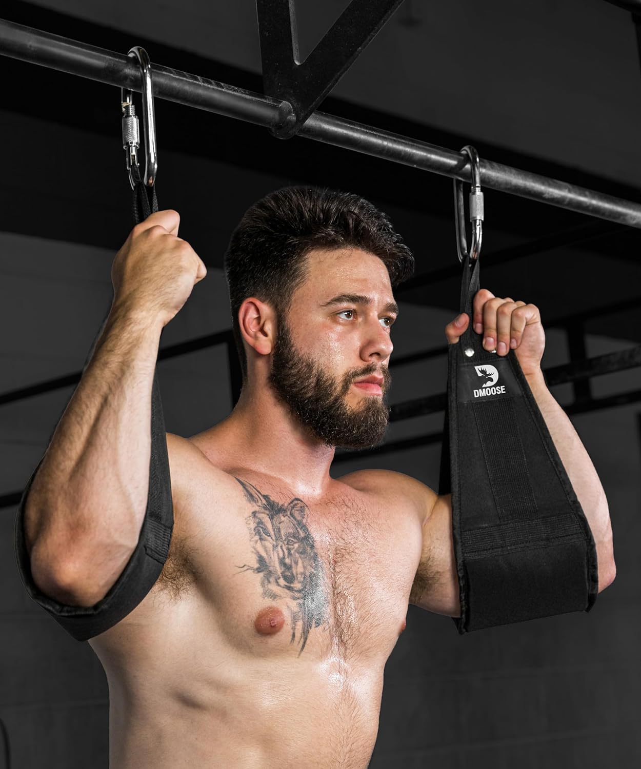 DMoose Fitness Hanging Ab Straps for Pull Up Bar & Core Strength Training - Soft Padded Exercise Straps for Ab Swing & Leg Raises, Hang Bar Strap with 2 Steel Carabiners - Abs Equipment for Home & Gym - Image 7