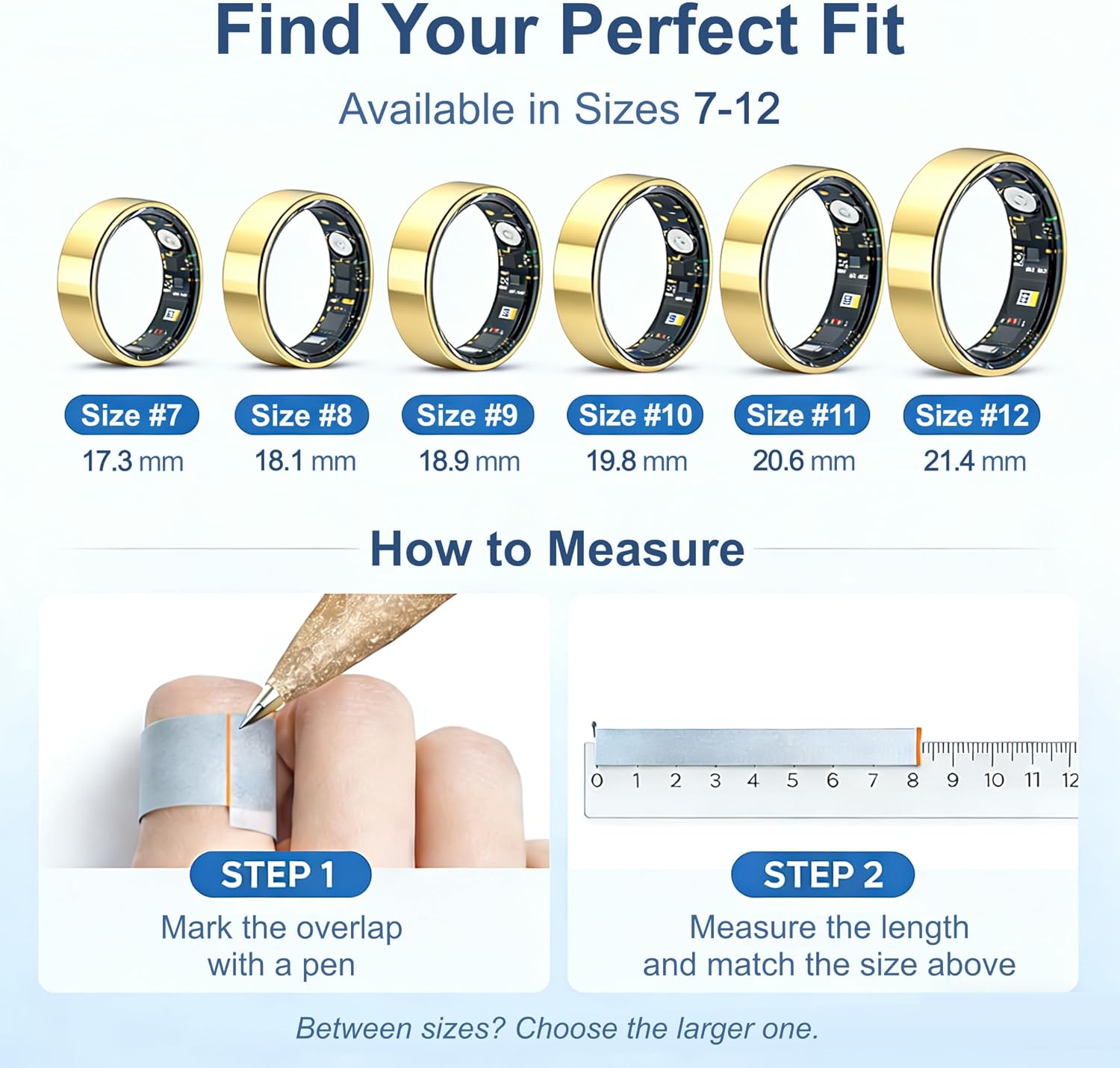 Smart Ring Health & Fitness Tracker for Men & Women, Heart Rate, SPO₂, Sleep & Activity Monitoring, IP68 Waterproof, Long Battery Life, Family Care Mode, No Subscription Fee (Gold, 8) - Image 2
