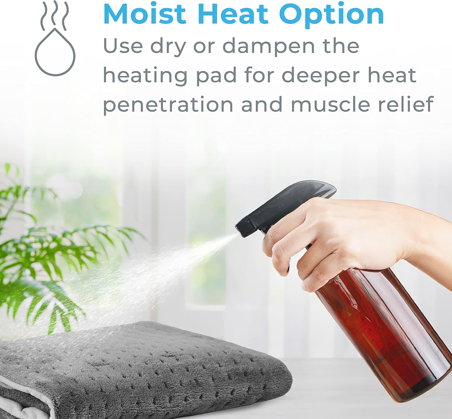 Pure Enrichment® PureRelief® XL Heating Pad - 12" x 24" Electric Heating Pad for Back Pain & Cramps, 6 Heat Settings, Soft Machine Wash Fabric, Auto-Off & Moist Heat (Charcoal Gray) - Image 6