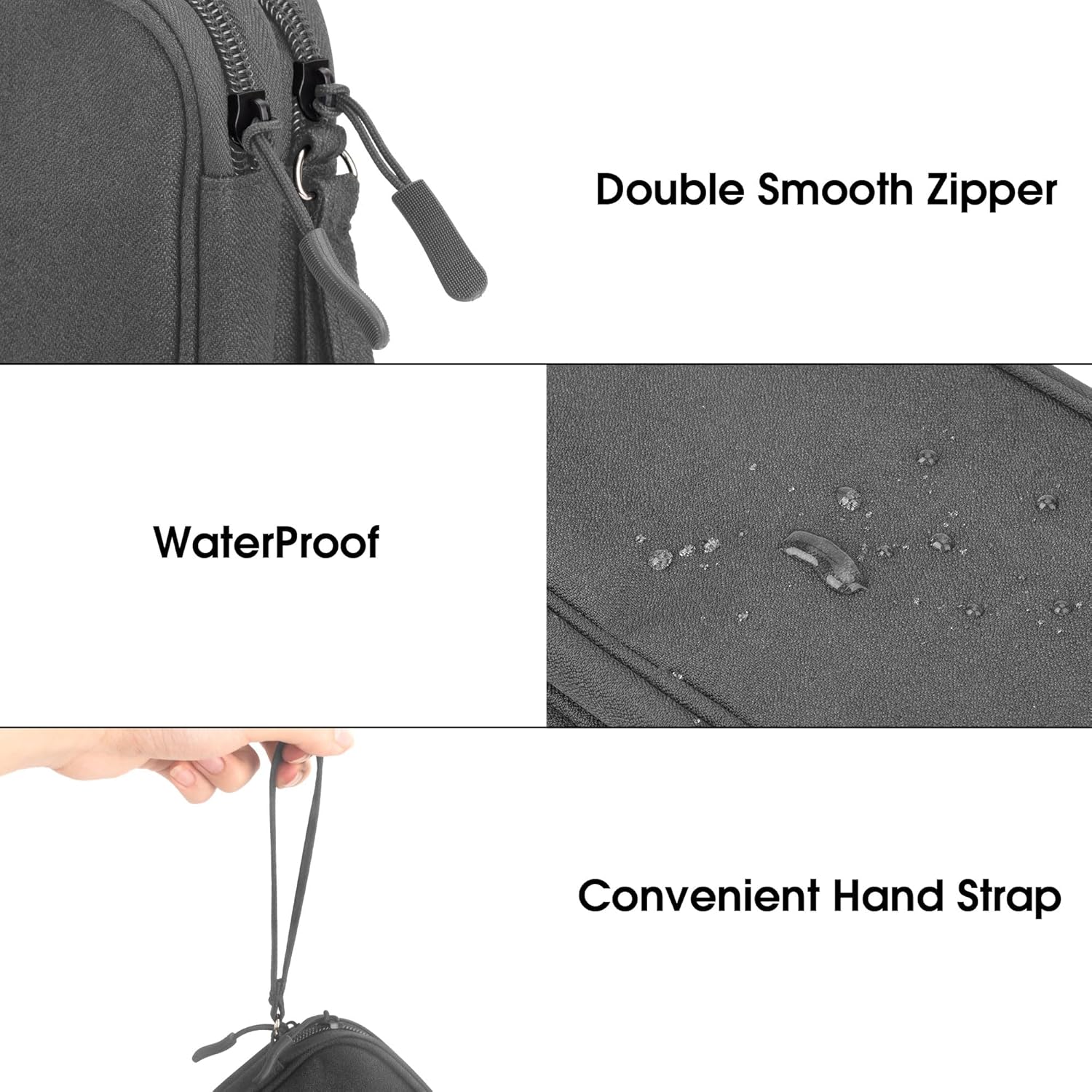 Travel essentials Electronic Cable Organizer Pouch Accessories Carry Case Portable Waterproof Double Layers multifunctional Storage Bag for Cord, Charger, Earphone, Dary Gray, M - Image 4