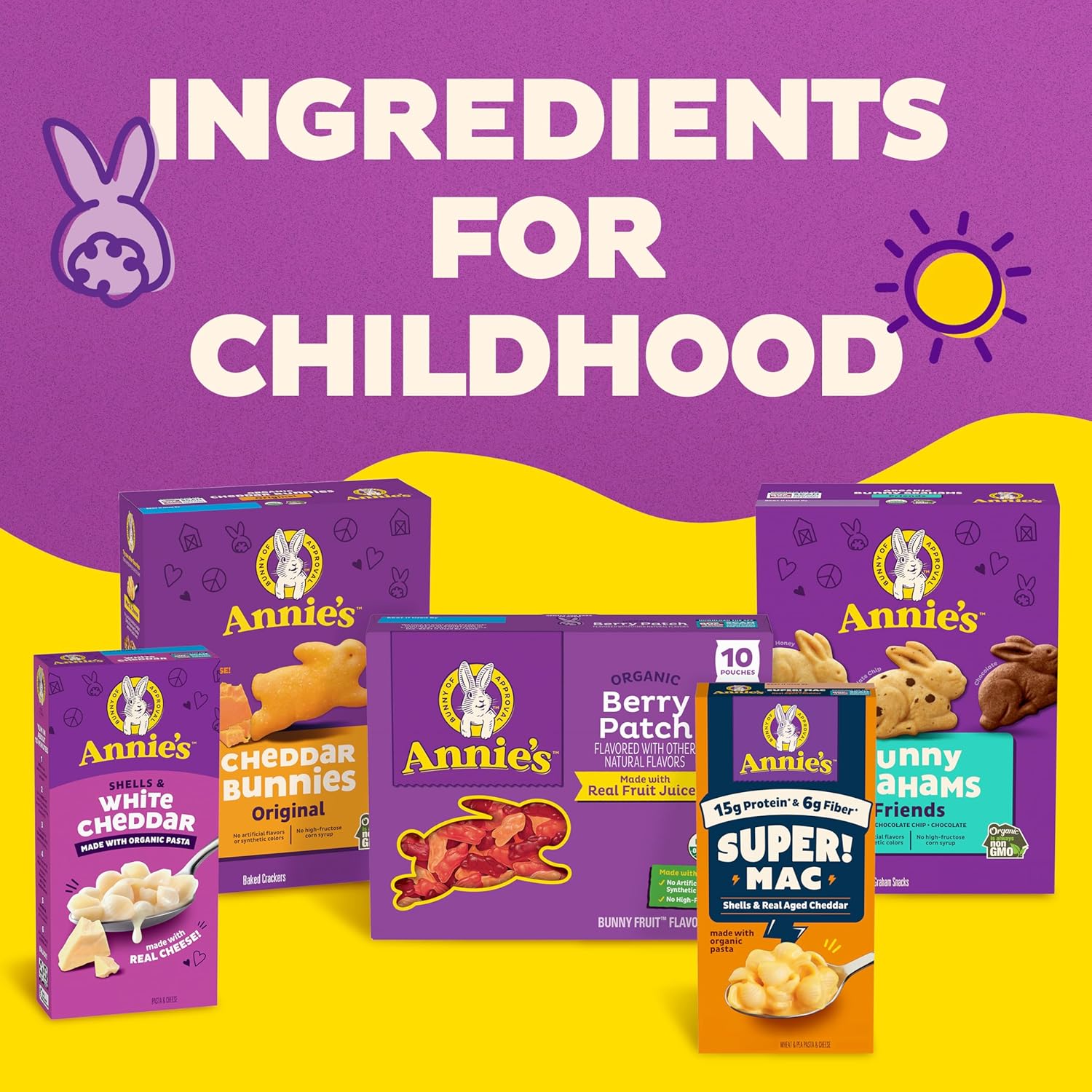Annie's Organic Variety Pack, Cheddar Bunnies, Bunny Grahams and Cheddar Squares, 12 Pouches, 11 oz - Image 6