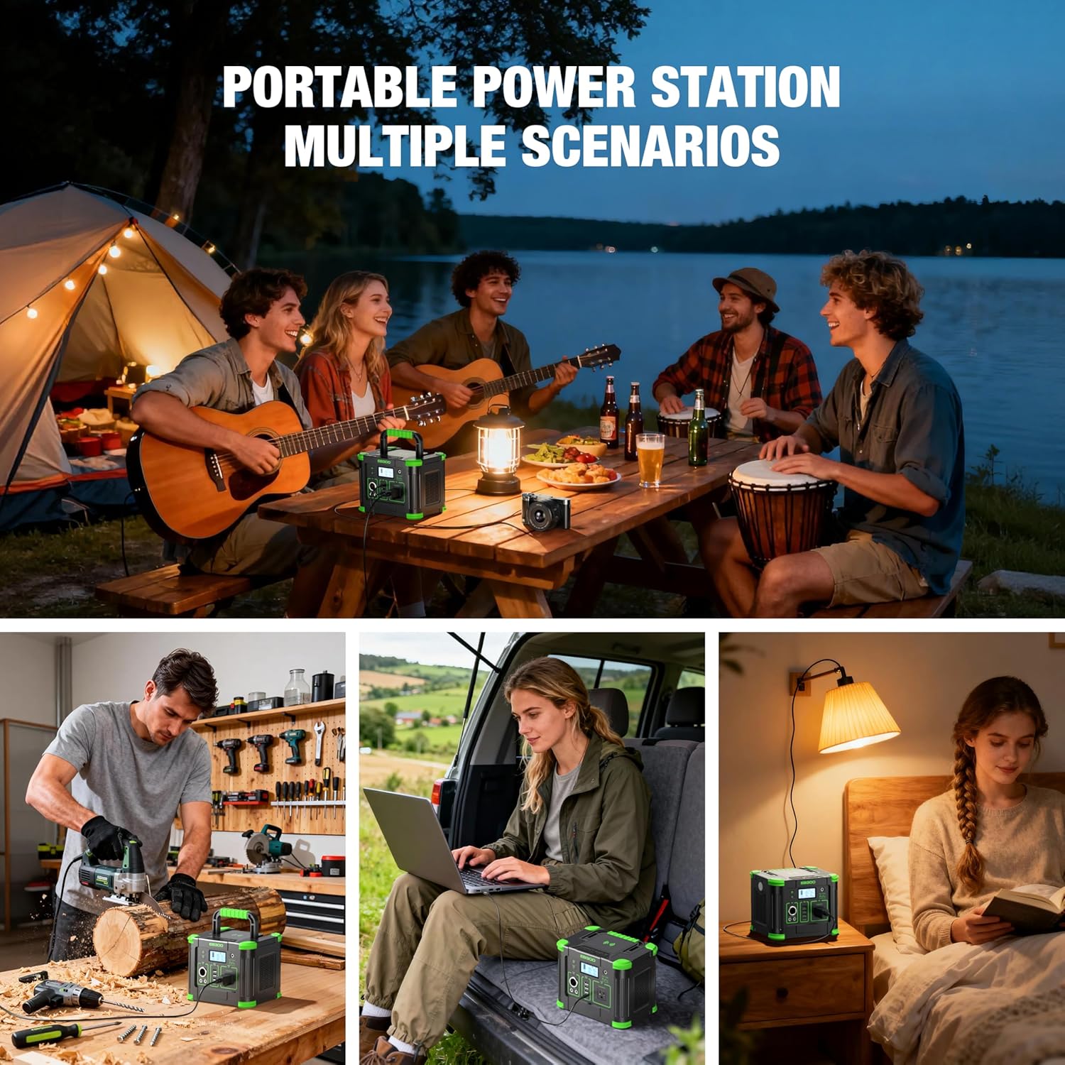 Portable Power Station 300W, GRECELL 288Wh Solar Generator with 60W USB-C PD Output, 110V Pure Sine Wave AC Outlet Backup Lithium Battery for Outdoors Camping Travel Home Blackout - Image 9