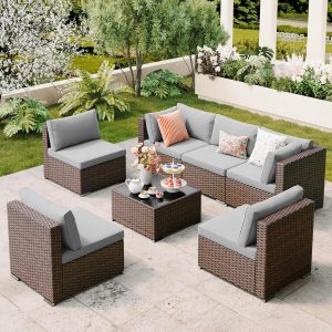 Qsun 7 Pieces Outdoor Patio Furnitu...